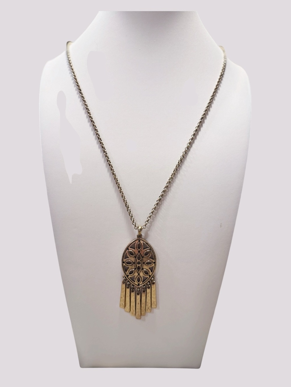 Lucky Brand Gold-Tone Dreamcatcher Fringe Pendant Necklace.